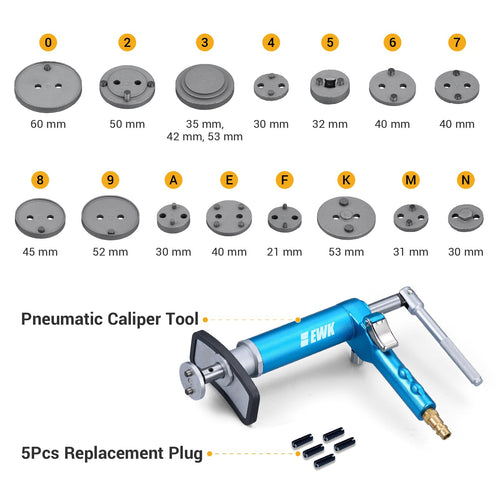 16-Piece Pneumatic Brake Caliper Tool Kit P4954