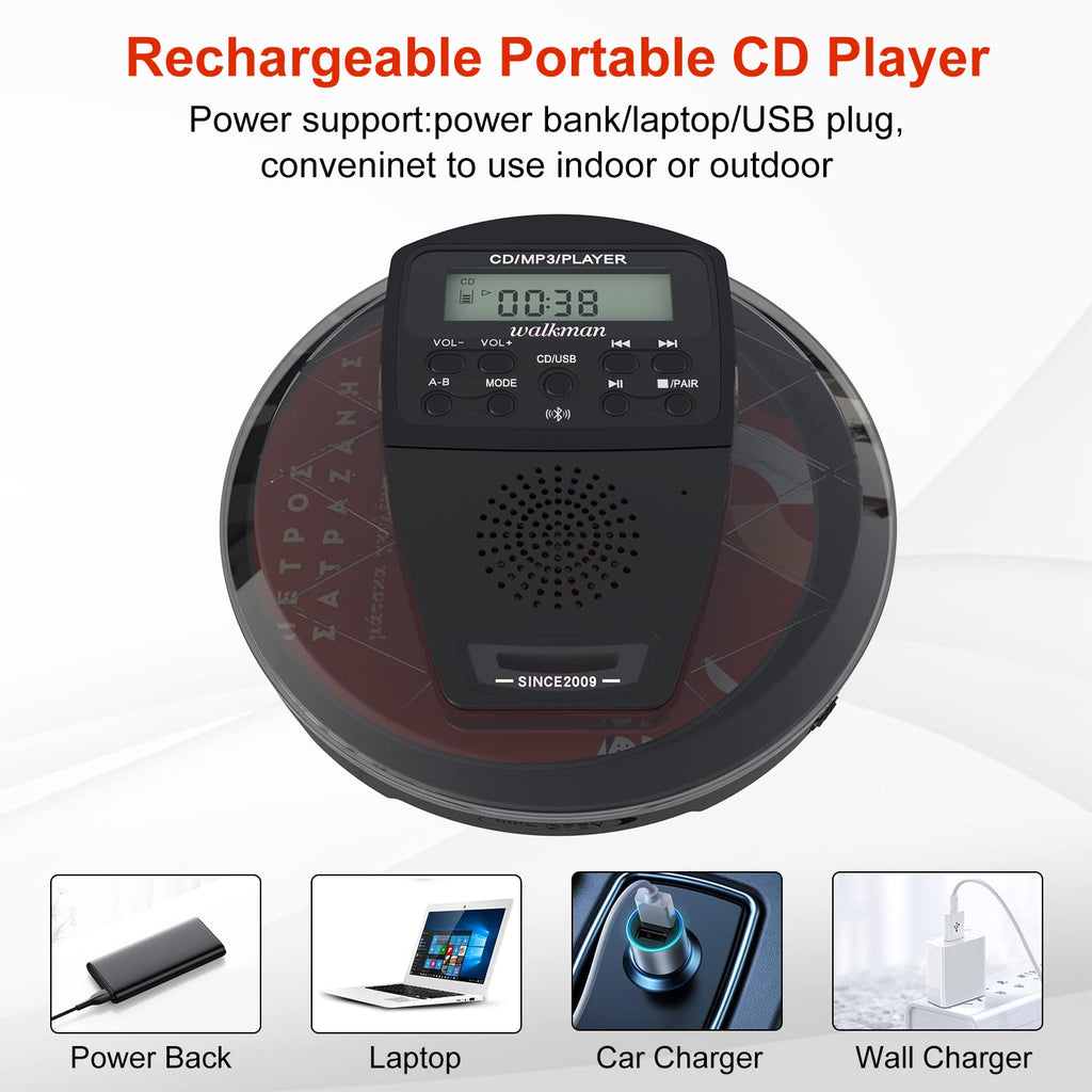 Rechargeable Portable CD Player with Bluetooth C31589