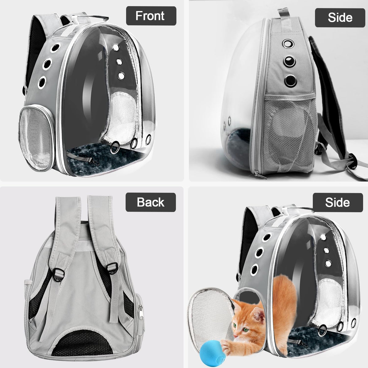 Grey Ventilated Cat Backpack Carrier K397