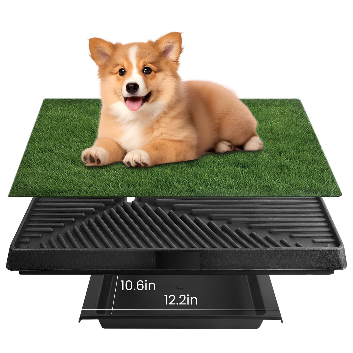 25 x 20 Inches Artificial Turf Dog Potty Grass Pad with Tray U4027