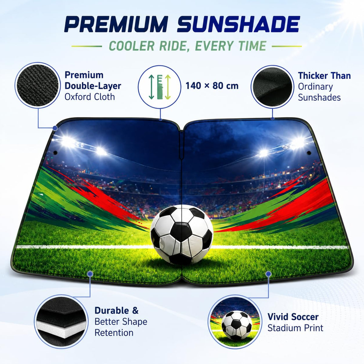 Foldable Front Window Oxford Cloth Car Sun Shade 140 x 80cm Y472