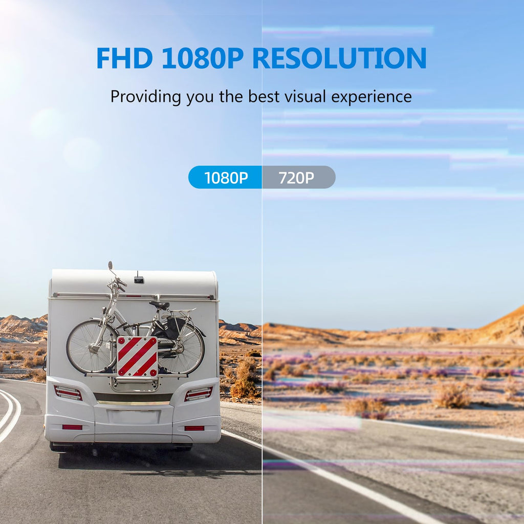 Magnetic Solar Wireless Backup Camera with 7" 1080P Monitor D640