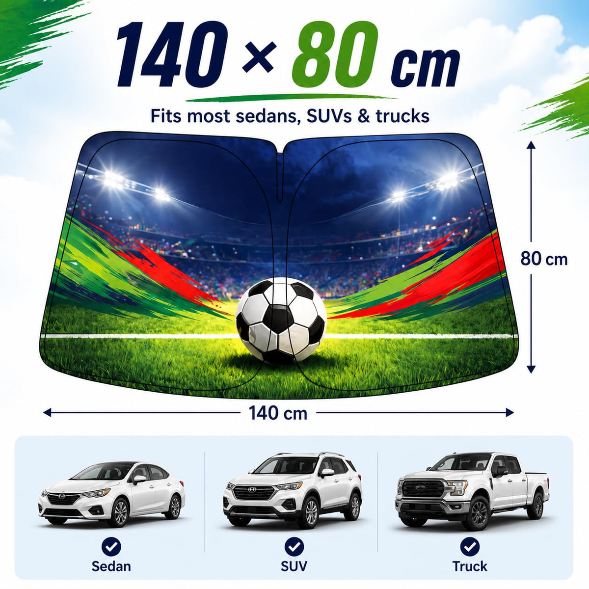 Foldable Front Window Oxford Cloth Car Sun Shade 140 x 80cm Y472
