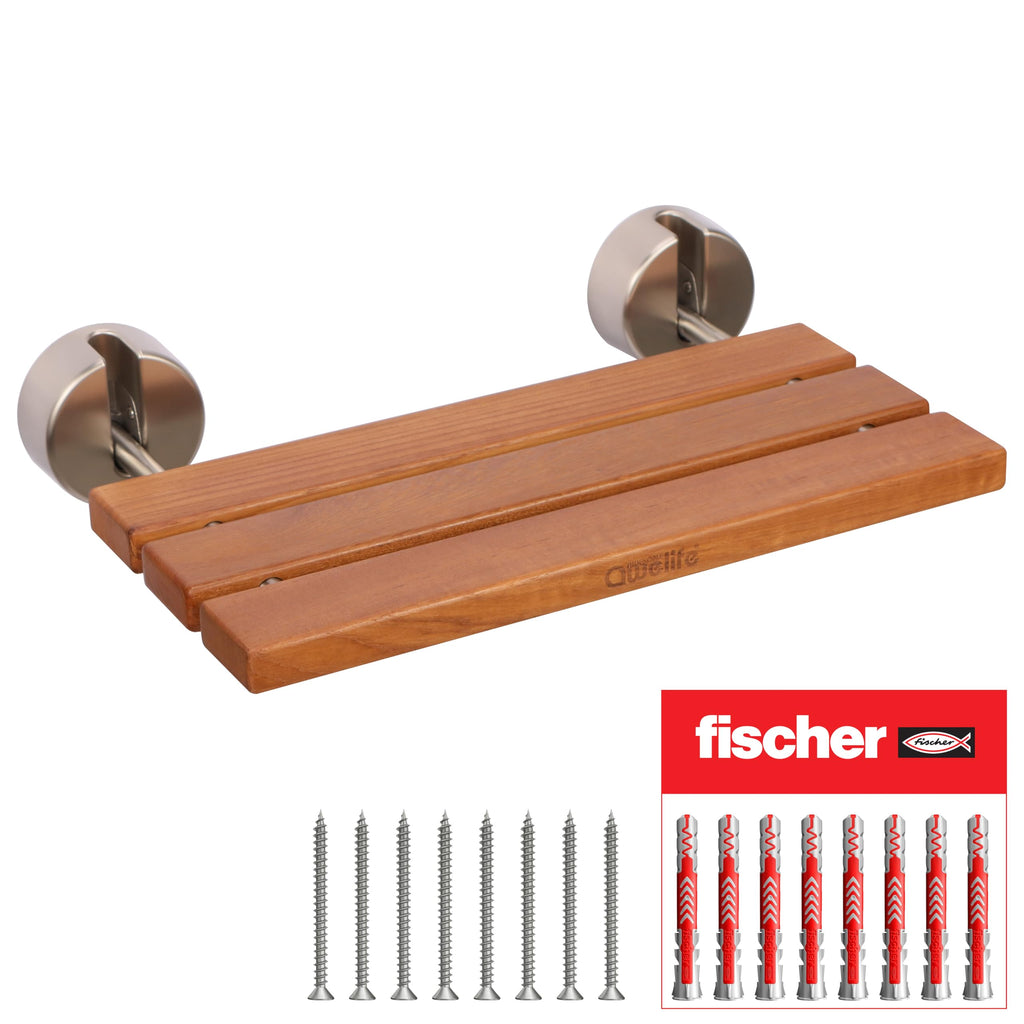 20" Teak Folding Shower Seat Wall Mount U1299