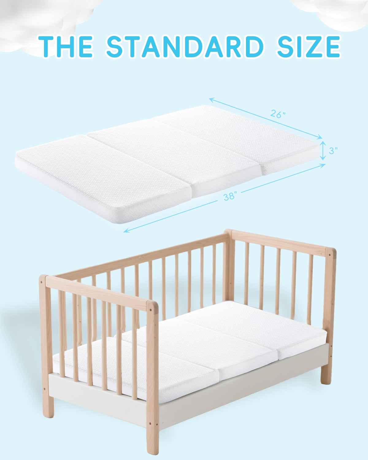 Tri-fold Portable Pack and Play Mattress with Waterproof Washable Cover S402148