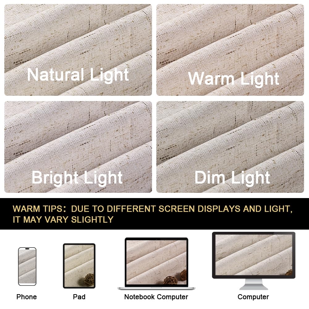 Blackout Curtains 84 Inches Long Faux Linen Thermal Insulated W100 X L84 Inch U772