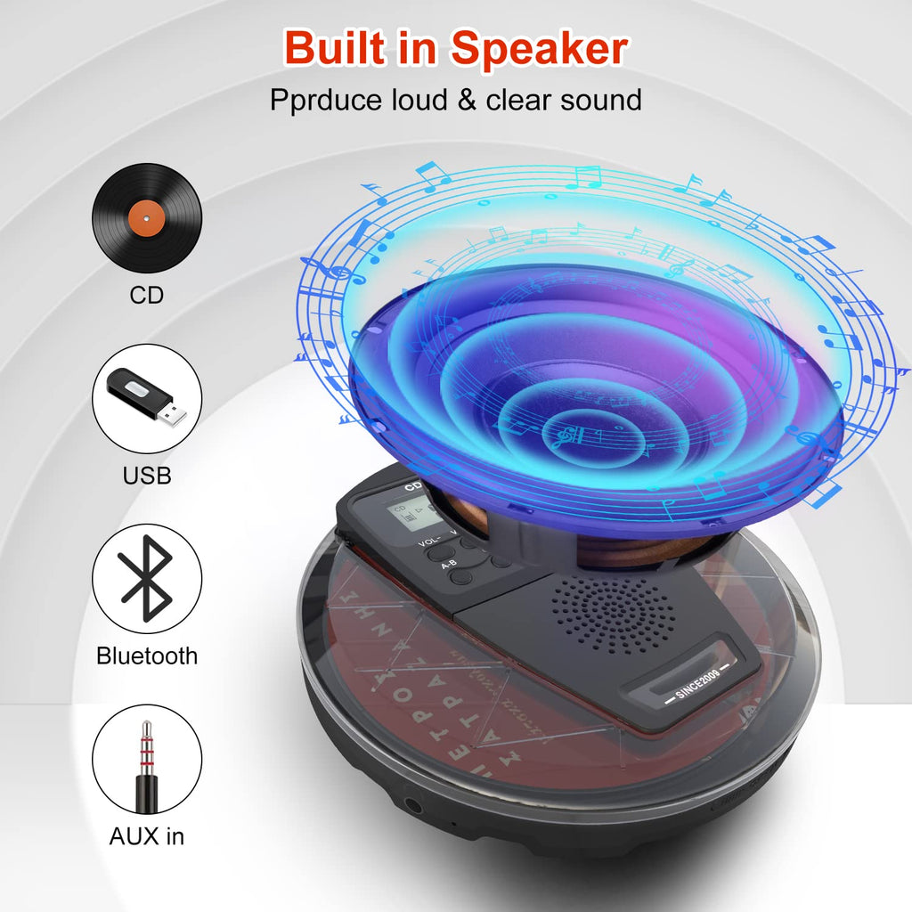 Rechargeable Portable CD Player with Bluetooth C31589
