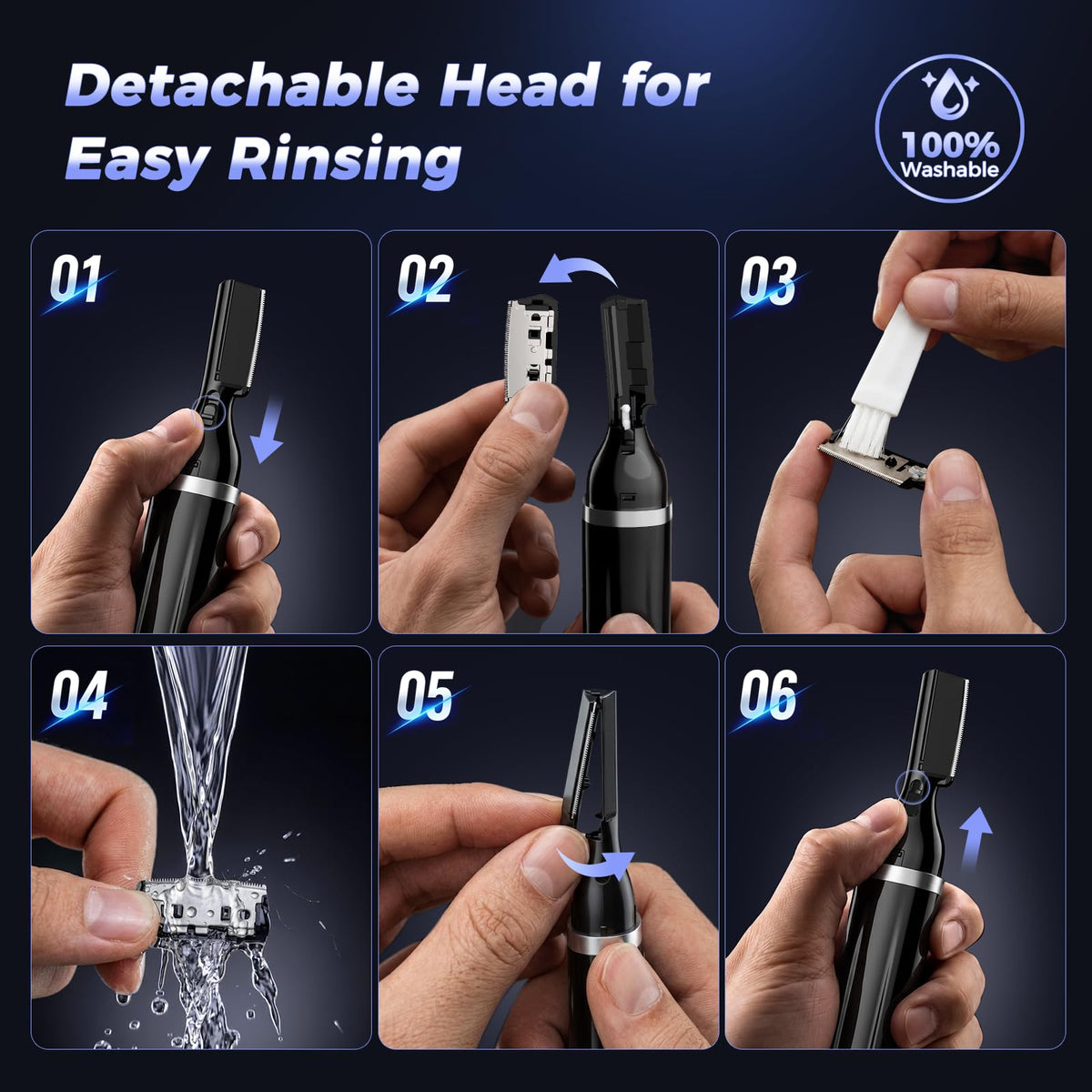 Electric Rechargeable Eyebrow Trimmer with Rinseable Blade J532