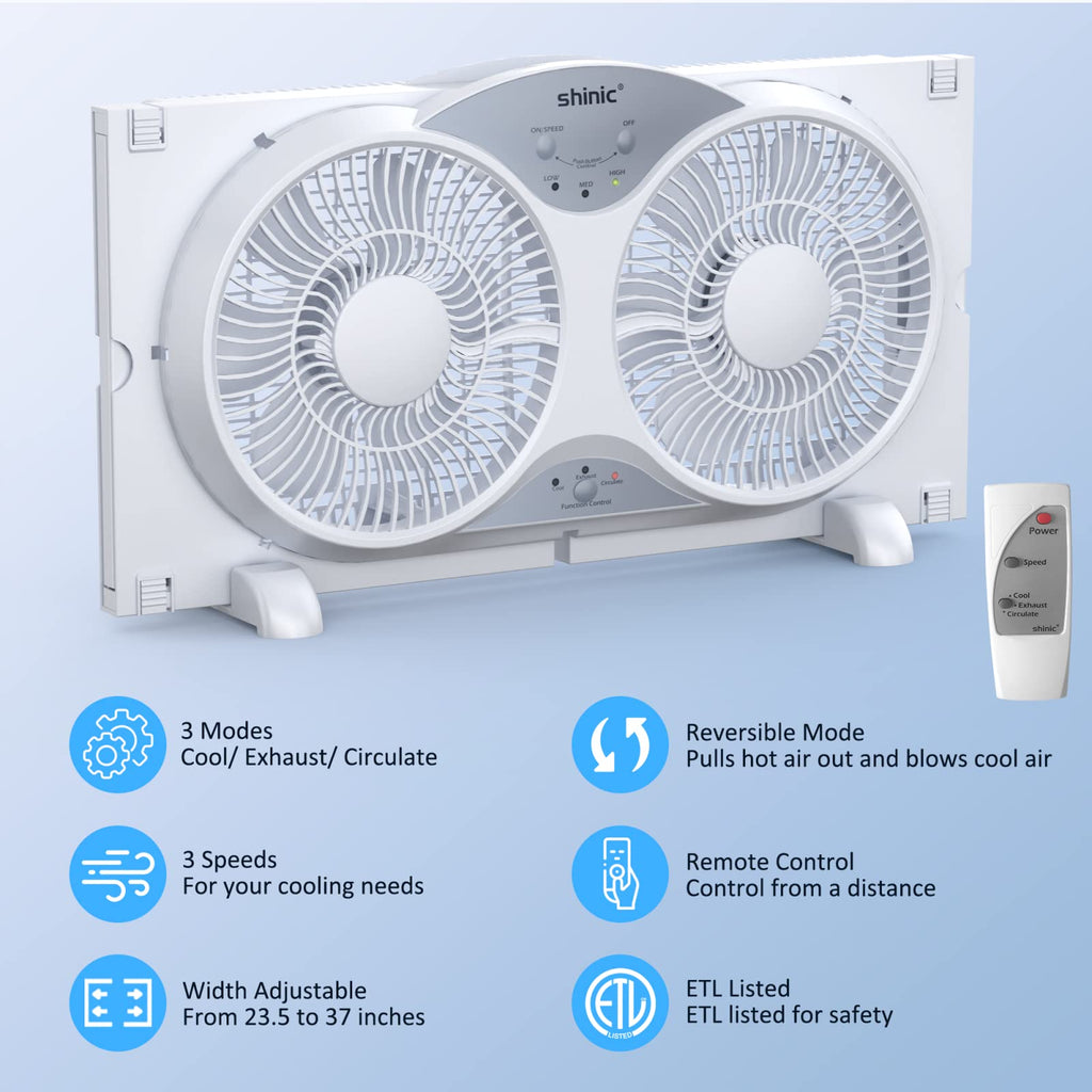 9" Twin Window Fan Reversible Airflow P35783