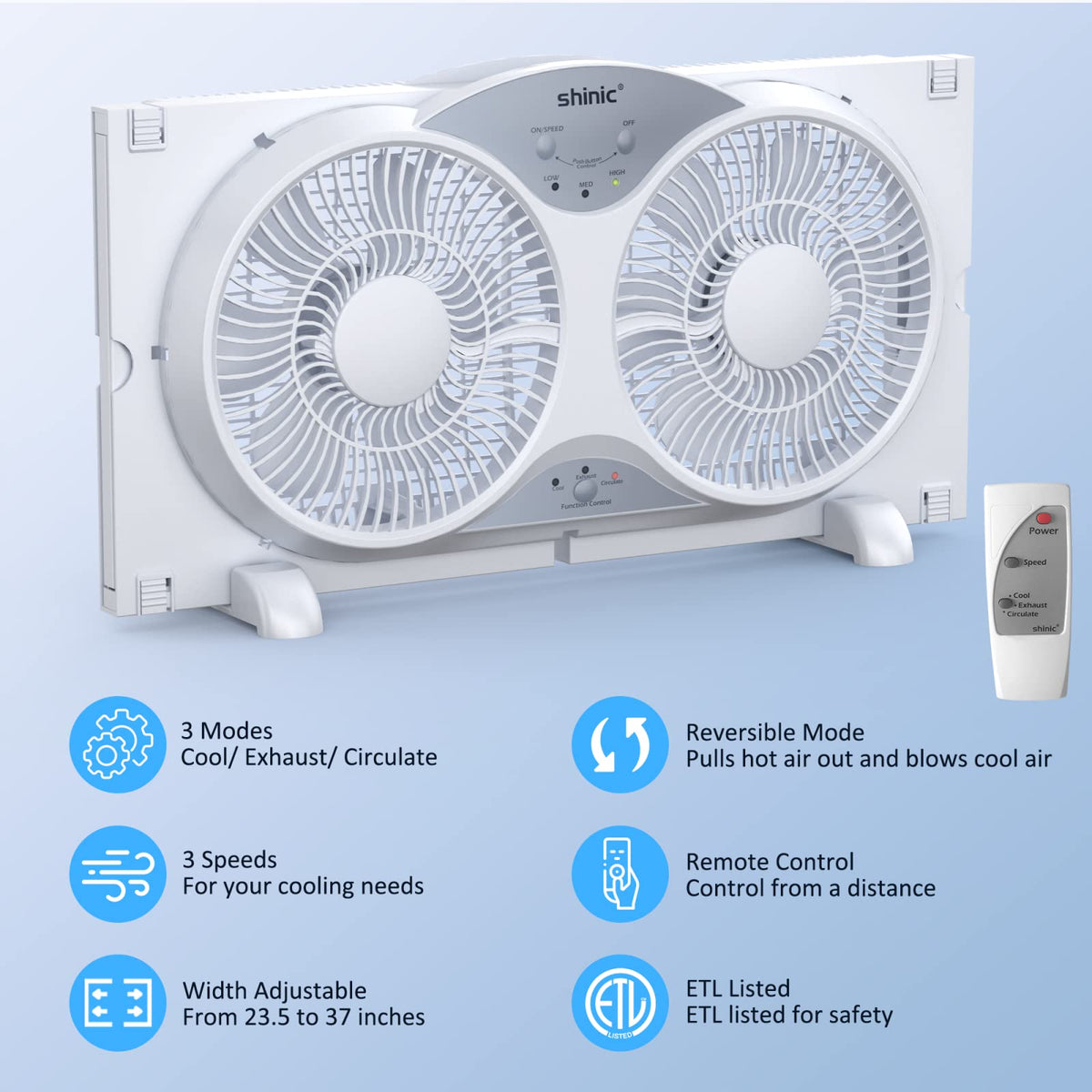 9" Twin Window Fan Reversible Airflow P35783