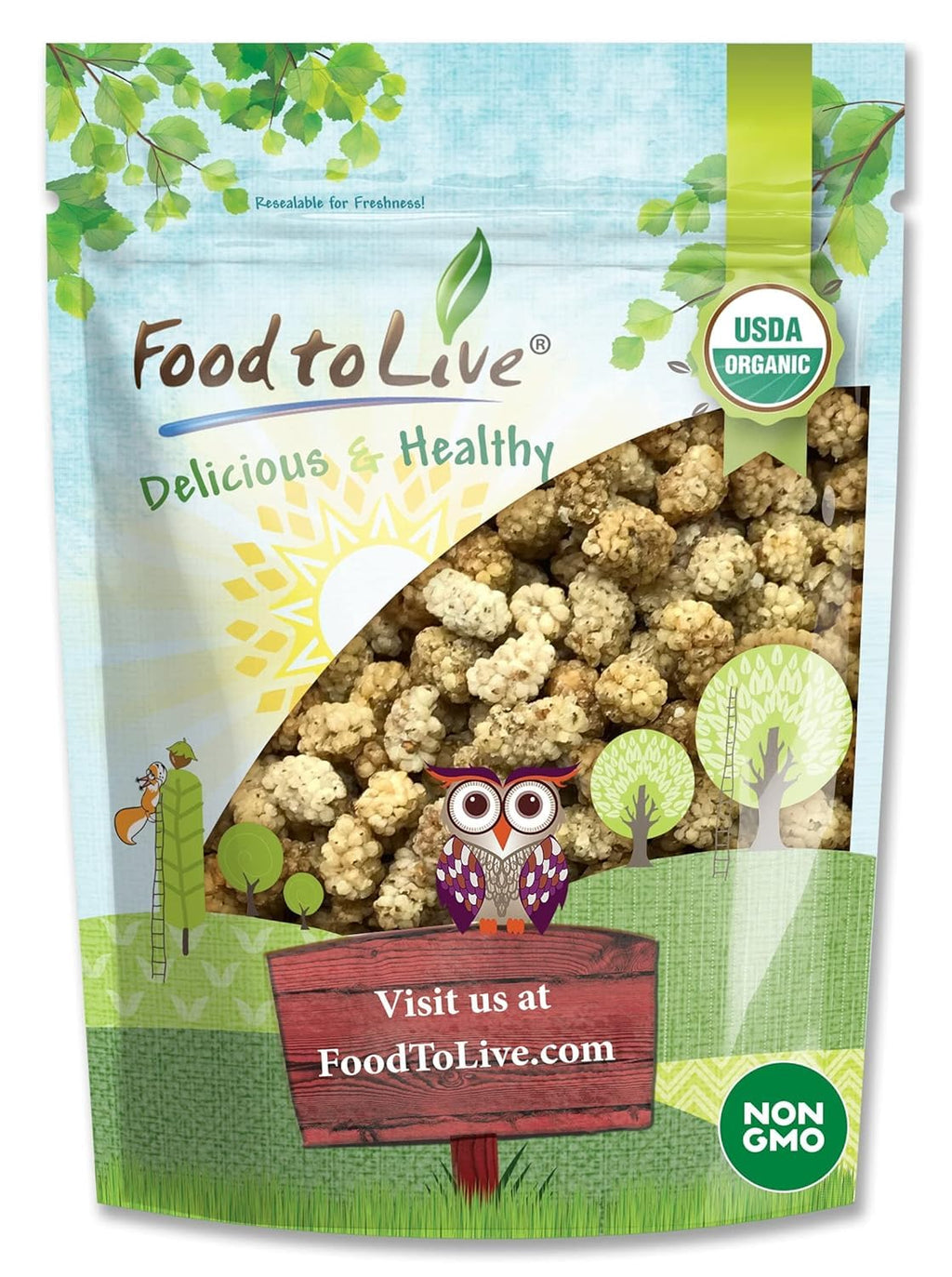 Organic Dried White Mulberries 8 Ounces M32268
