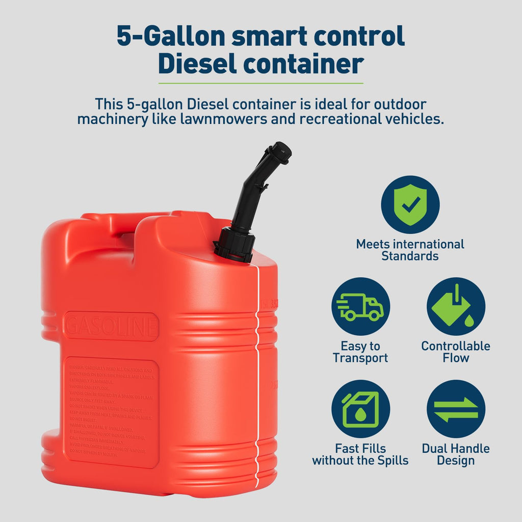 40L Portable Transfer Tank 5 Gal with L-Shaped Handle Red 4PC Y161