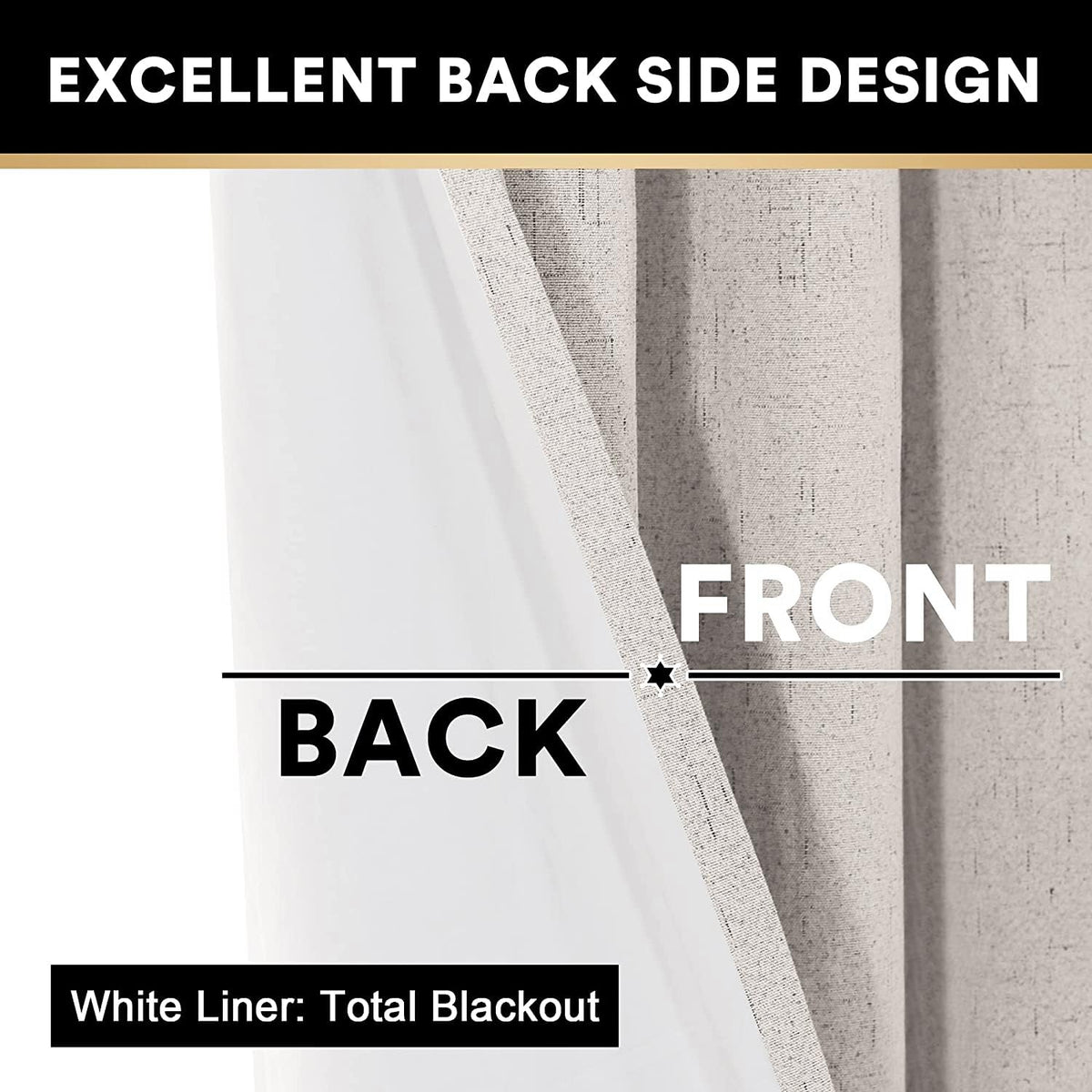 Blackout Curtains 84 Inches Long Faux Linen Thermal Insulated W100 X L84 Inch U772