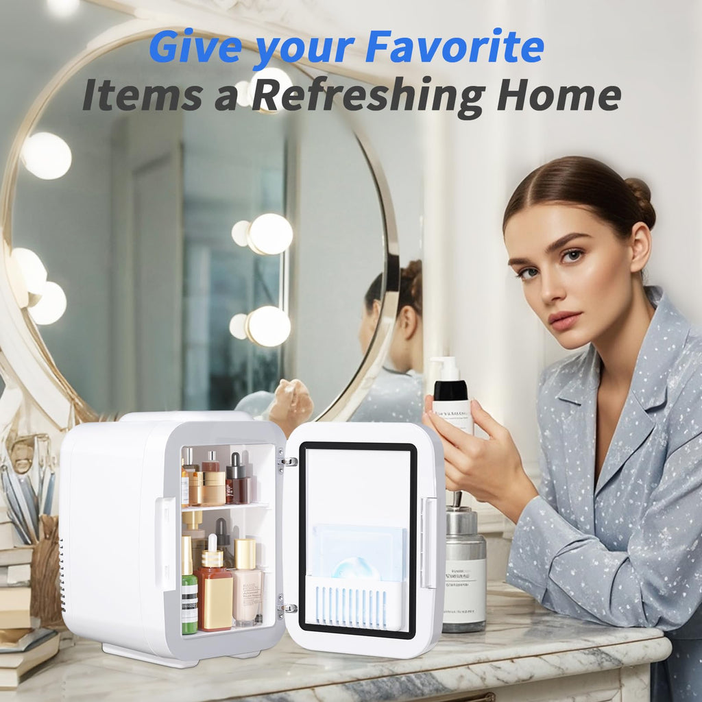 4 Liter 6 Cans Mini Fridge with LED Mirror Z60595