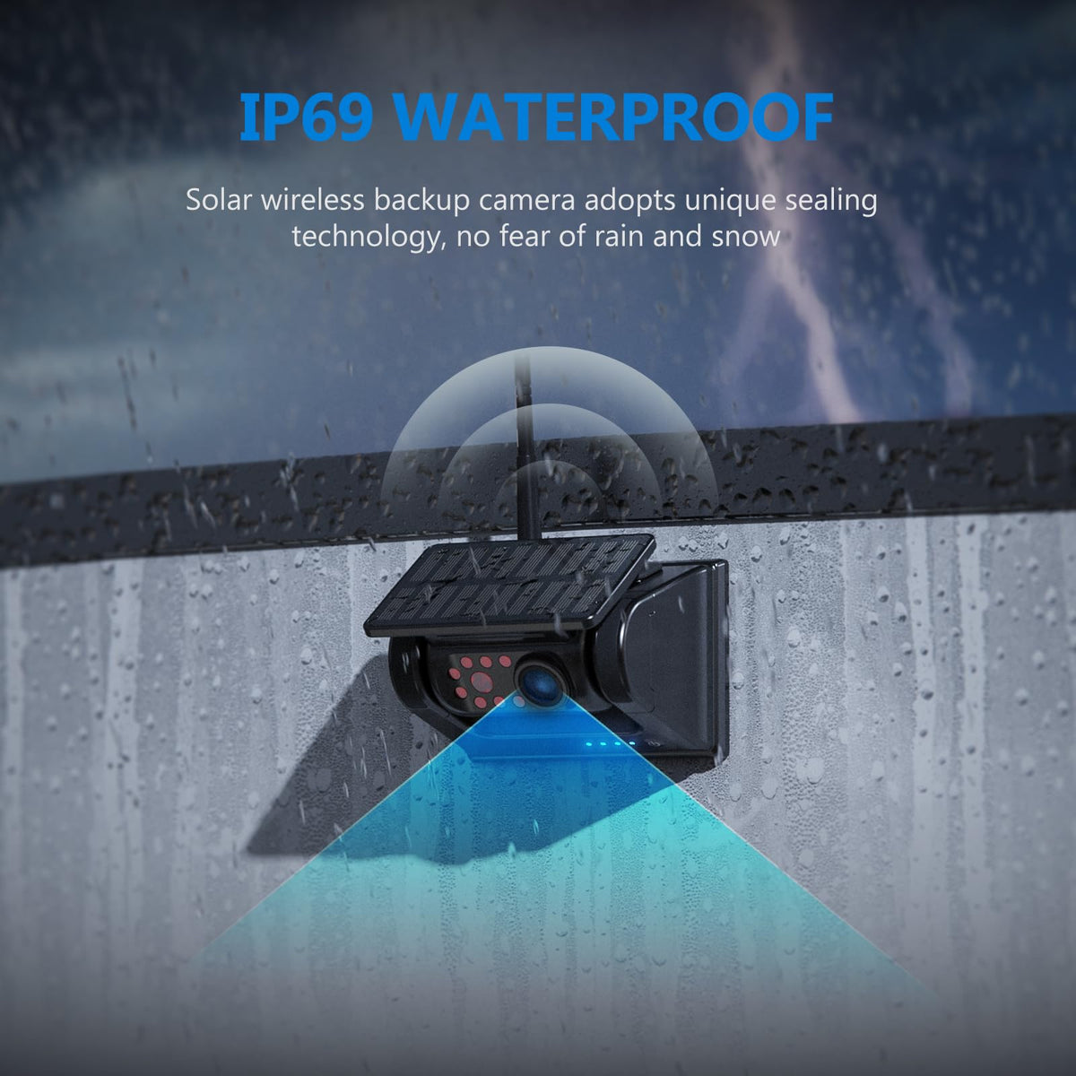 Magnetic Solar Wireless Backup Camera with 7" 1080P Monitor D640