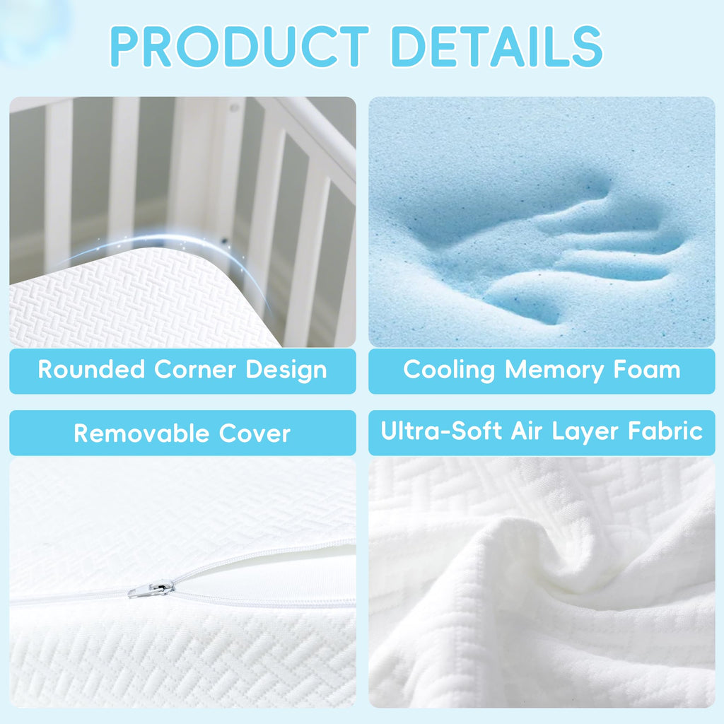 Tri-fold Portable Pack and Play Mattress with Waterproof Washable Cover S402148