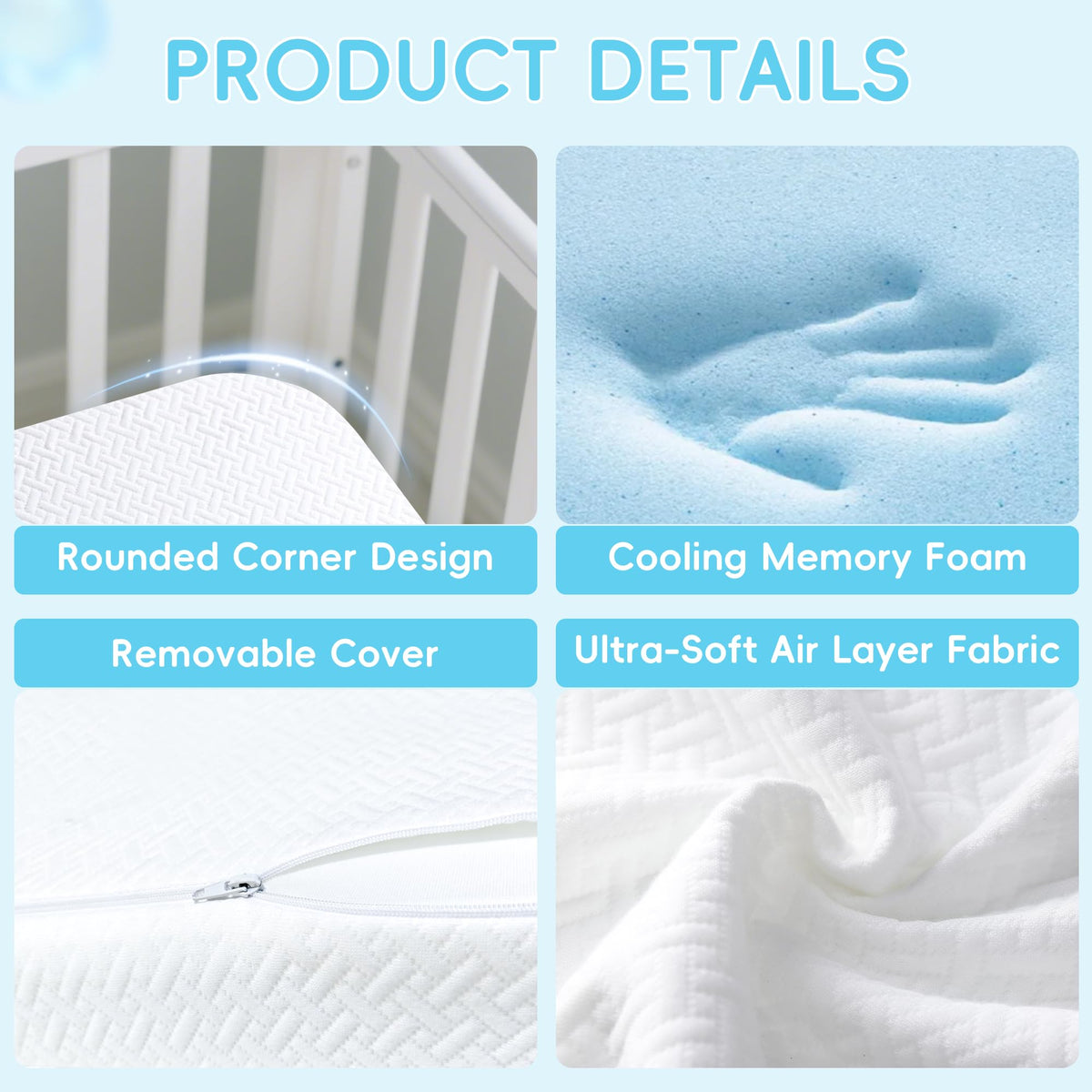 Tri-fold Portable Pack and Play Mattress with Waterproof Washable Cover S402148