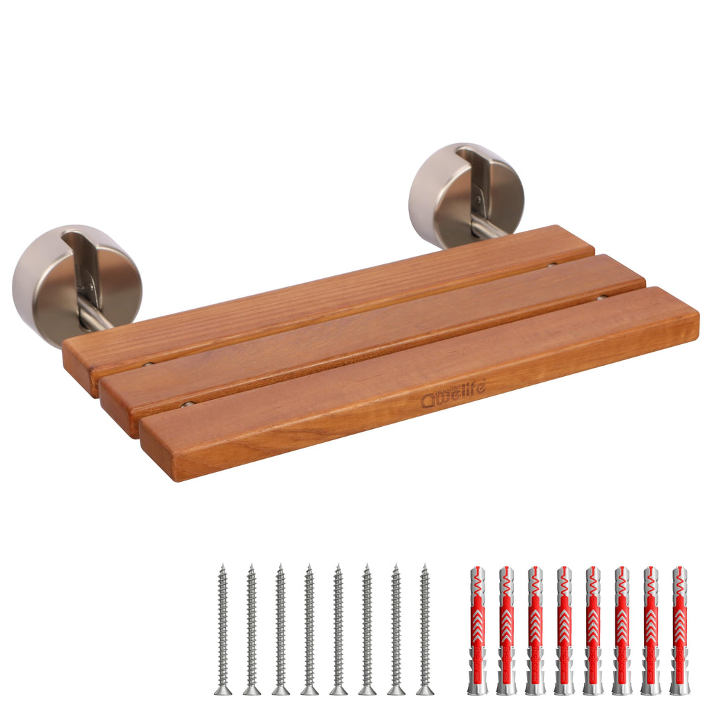 20" Teak Folding Shower Seat Wall Mount U1299