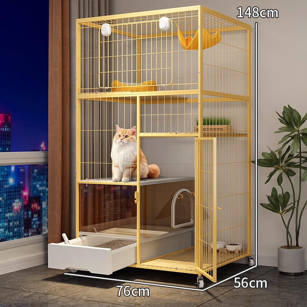 Indoor Cat House with Litter Box Enclosure with Wheels S241