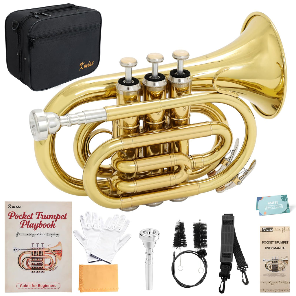 Bb Pocket Trumpet with Case, 7C Mouthpiece and Cleaning Kit F440615