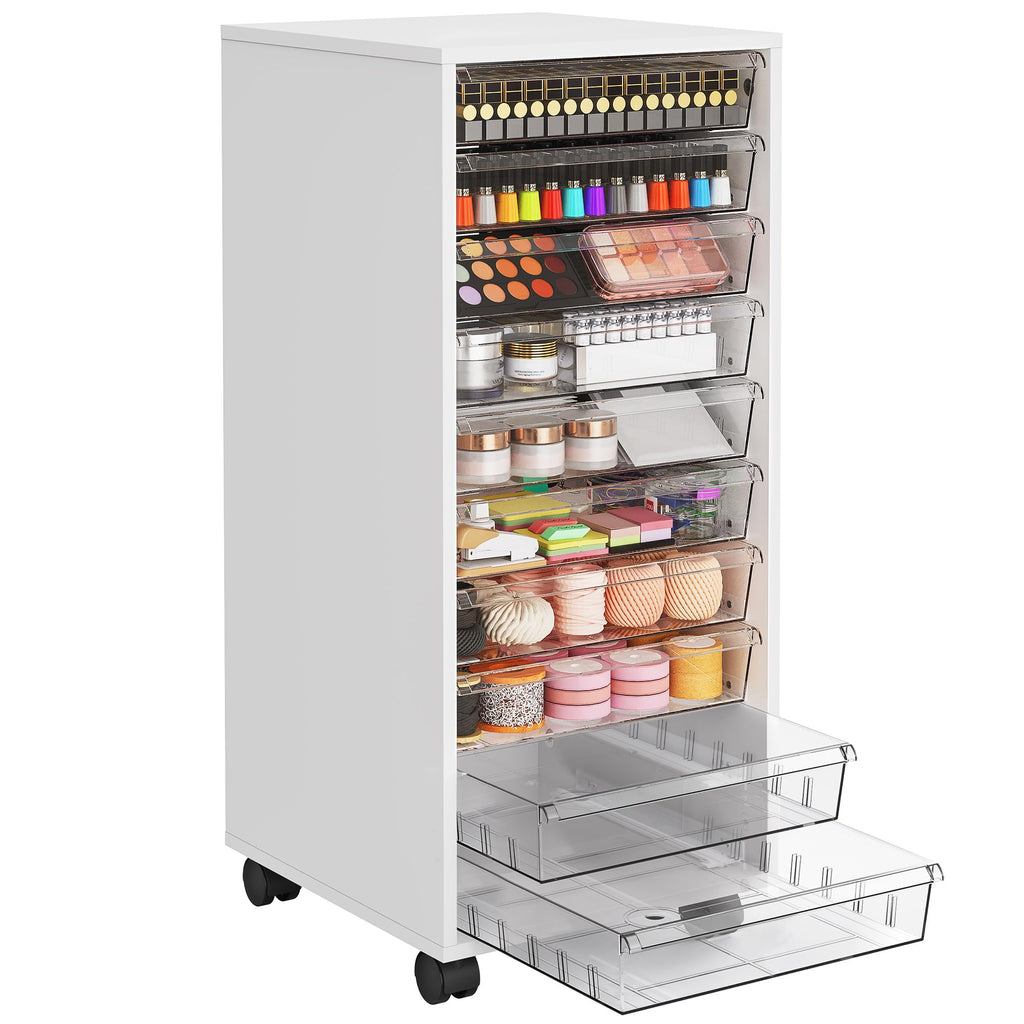 White 10 Drawer Rolling Storage Cart P8109