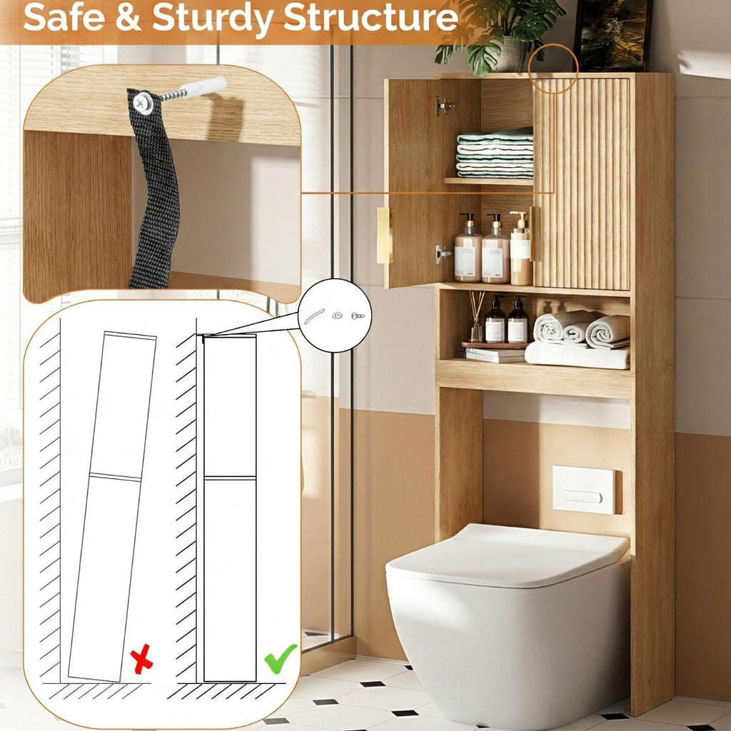 Over The Toilet Storage Cabinet with Adjustable Shelves S983