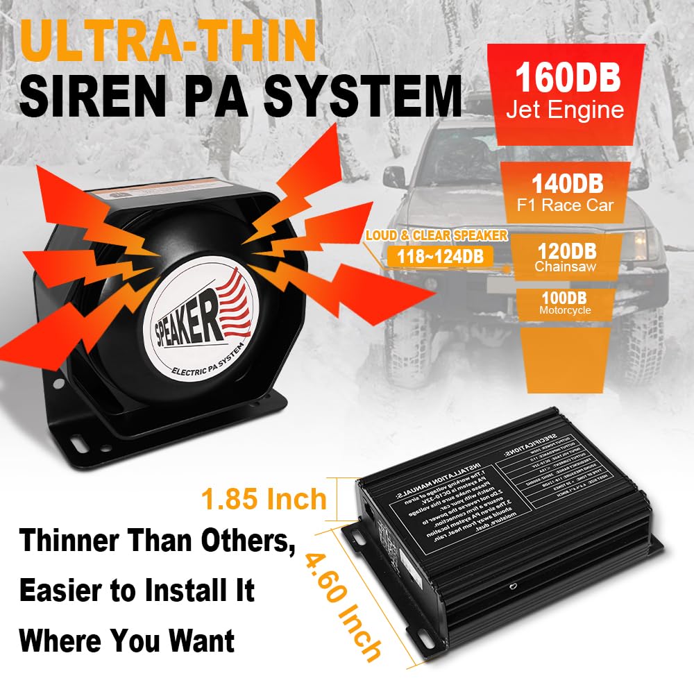 200W Multi-Tones PA Siren Speaker with Handheld Controller & Mic J957116