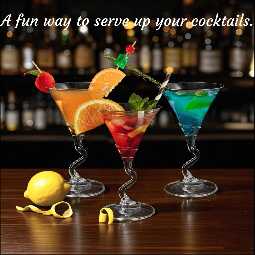 18 Pack 5 Oz Plastic Martini Glasses with Twisted Stem C943