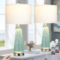 26" Glass Table Lamps with USB A+C Ports & Outlet N17592