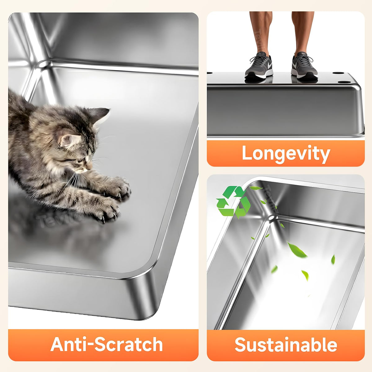 Stainless Steel Litter Box with Scoop Y84195