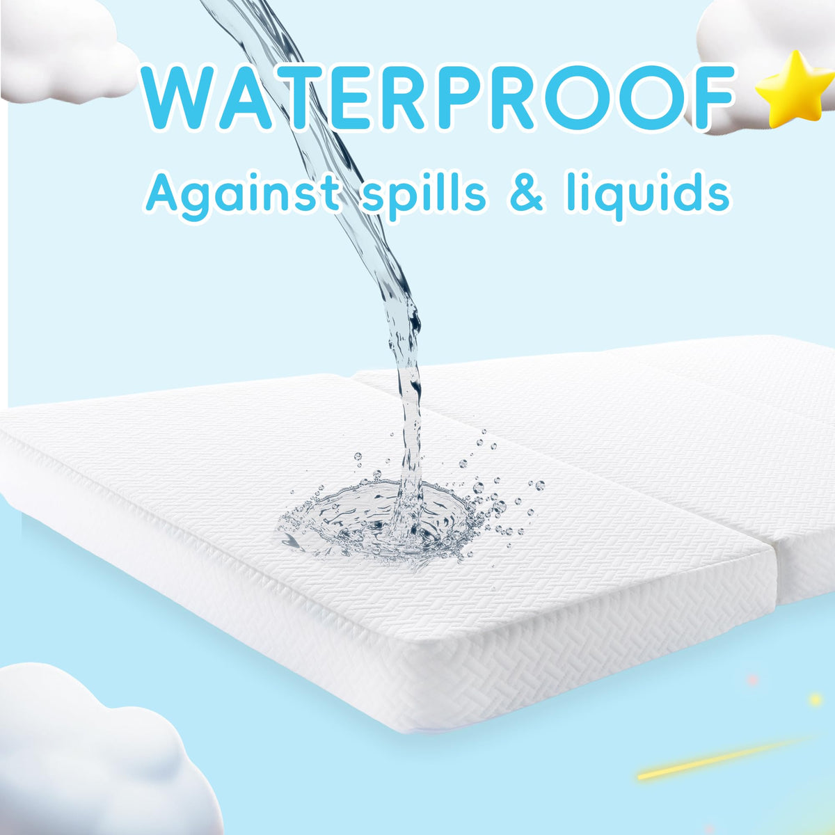 Tri-fold Portable Pack and Play Mattress with Waterproof Washable Cover S402148
