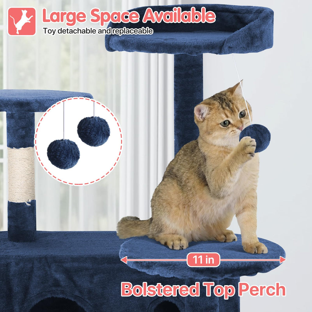 70in Navy Blue Cat Tree with Scratching Post N600