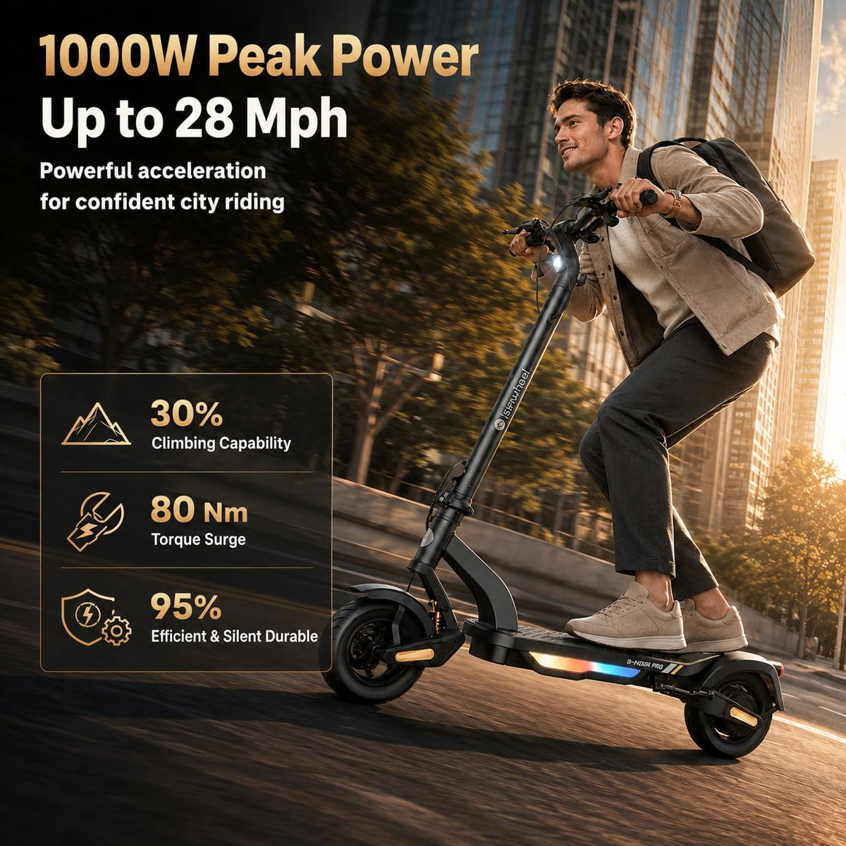 Electric Scooter, 28 MPH, 1000W, 38-Mile Range S220088