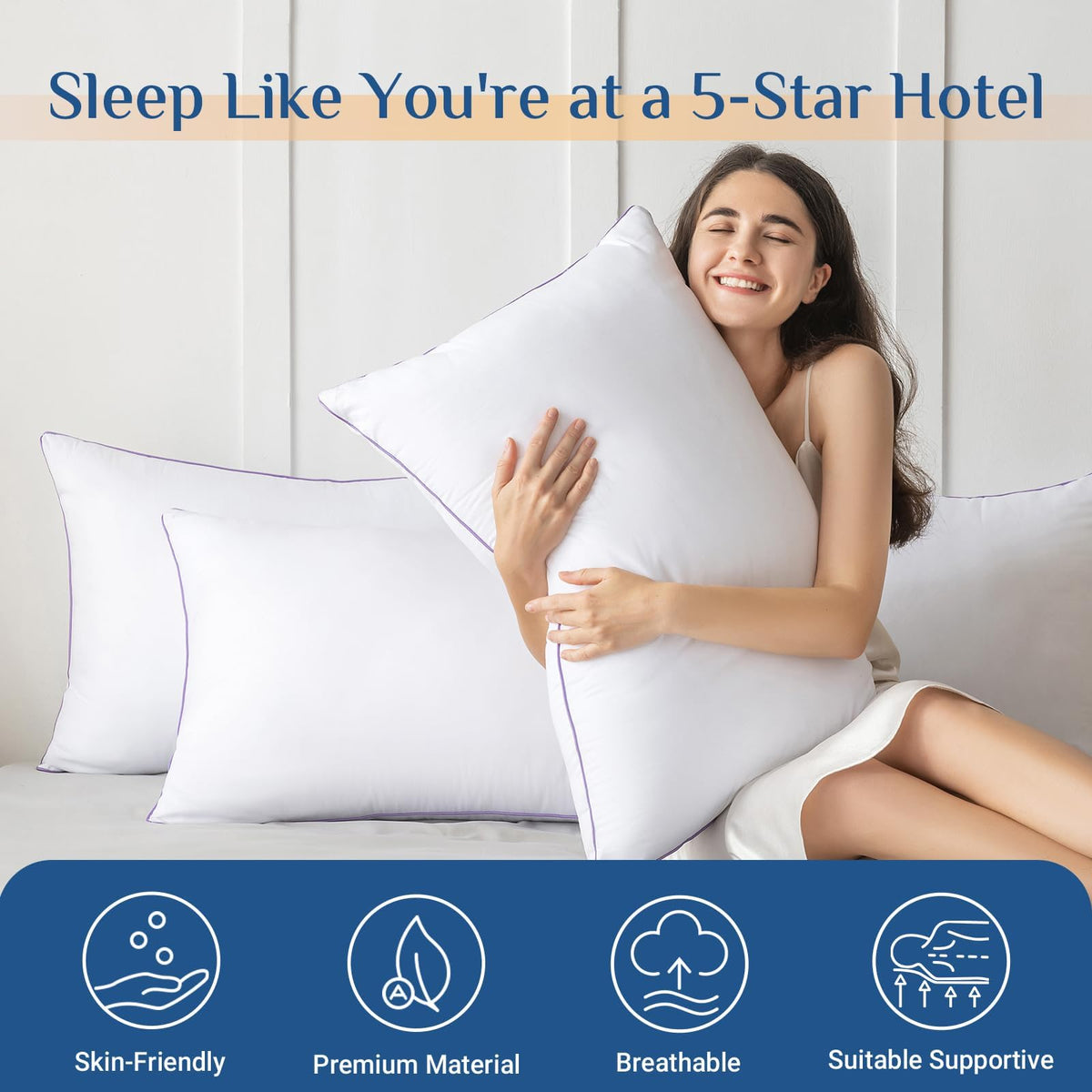 King Size Set of 2 Down Alternative Bed Pillows W44945