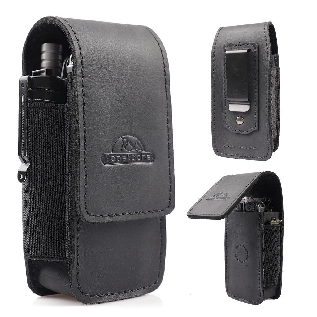 Leather Multitool Sheath with Belt Clip and Magnetic Closure K2340