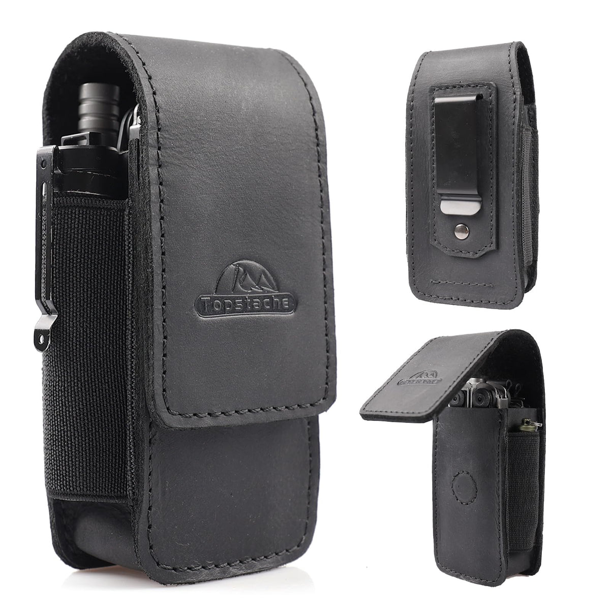 Leather Multitool Sheath with Belt Clip and Magnetic Closure K2340