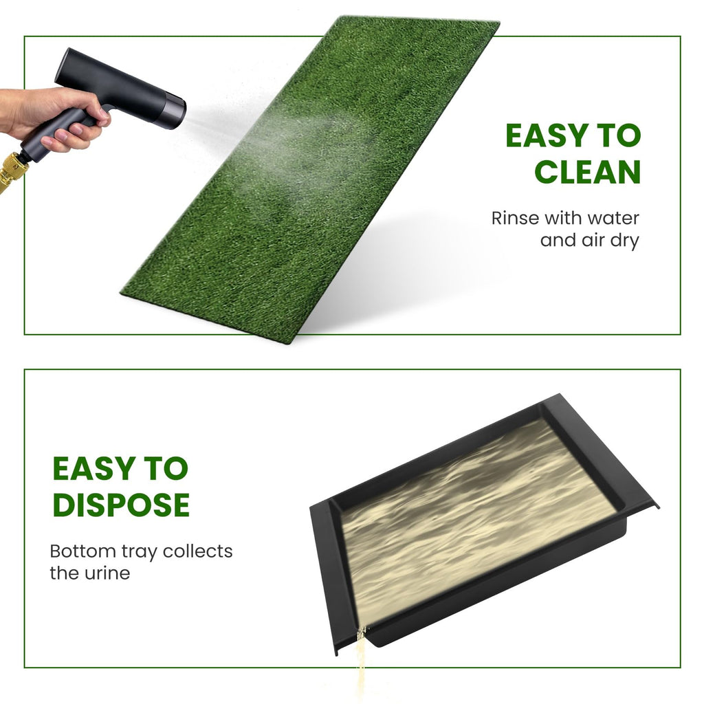 25 x 20 Inches Artificial Turf Dog Potty Grass Pad with Tray U4027
