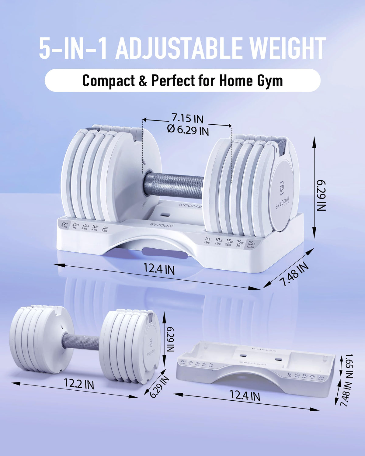 Adjustable Dumbbell 5-in-1 White R22934
