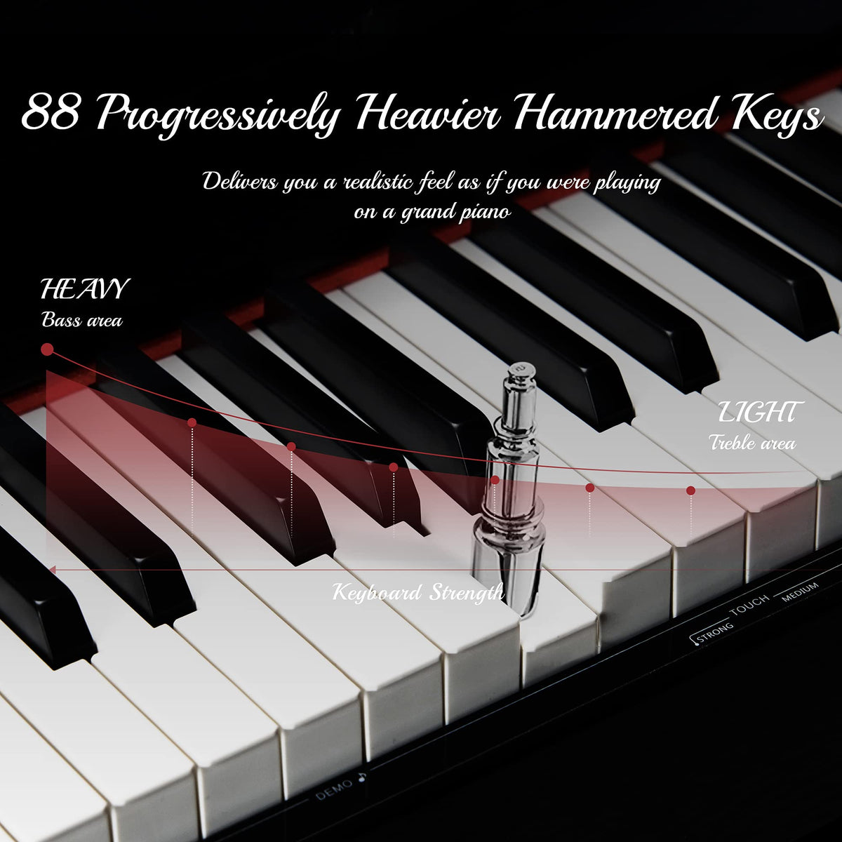 88 Keys Weighted Hammer Action Digital Piano with Stand, Pedals and Black O2688