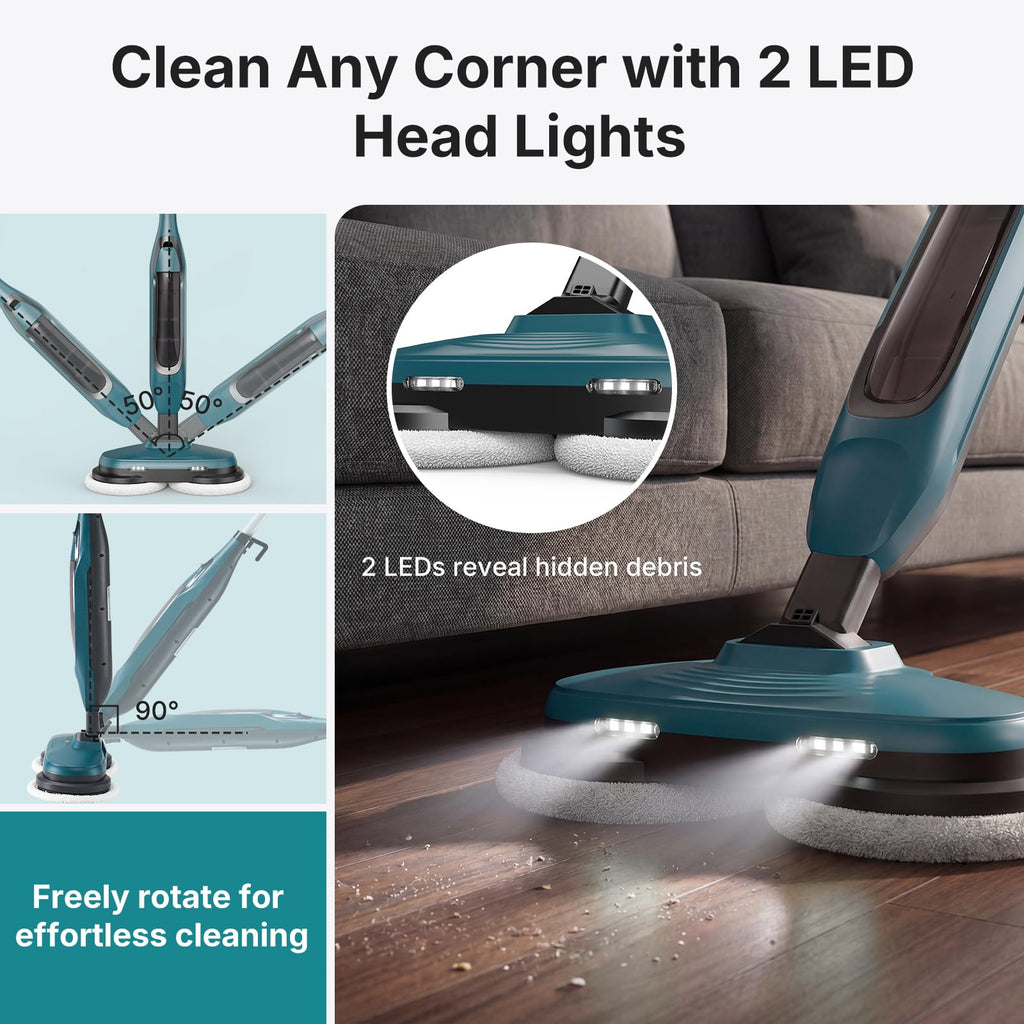Steam Mop with Rotating Pads, 4 Cleaning Modes D19419