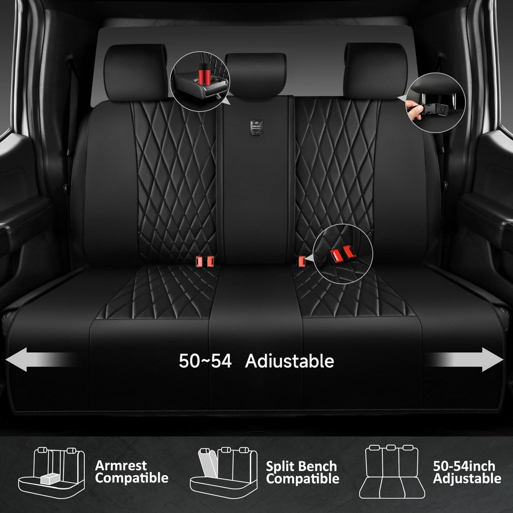 5 Seats Faux Leather Seat Covers Full Set Pure Black L134615
