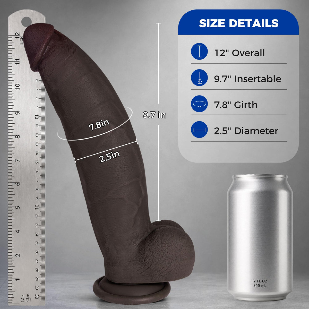 12 Inch Thick Black Dildo B47194