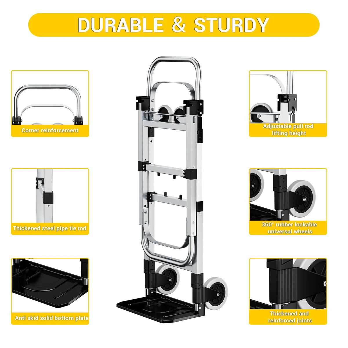 3 in 1 Folding Hand Truck 600lbs Capacity Heavy Duty Q72115