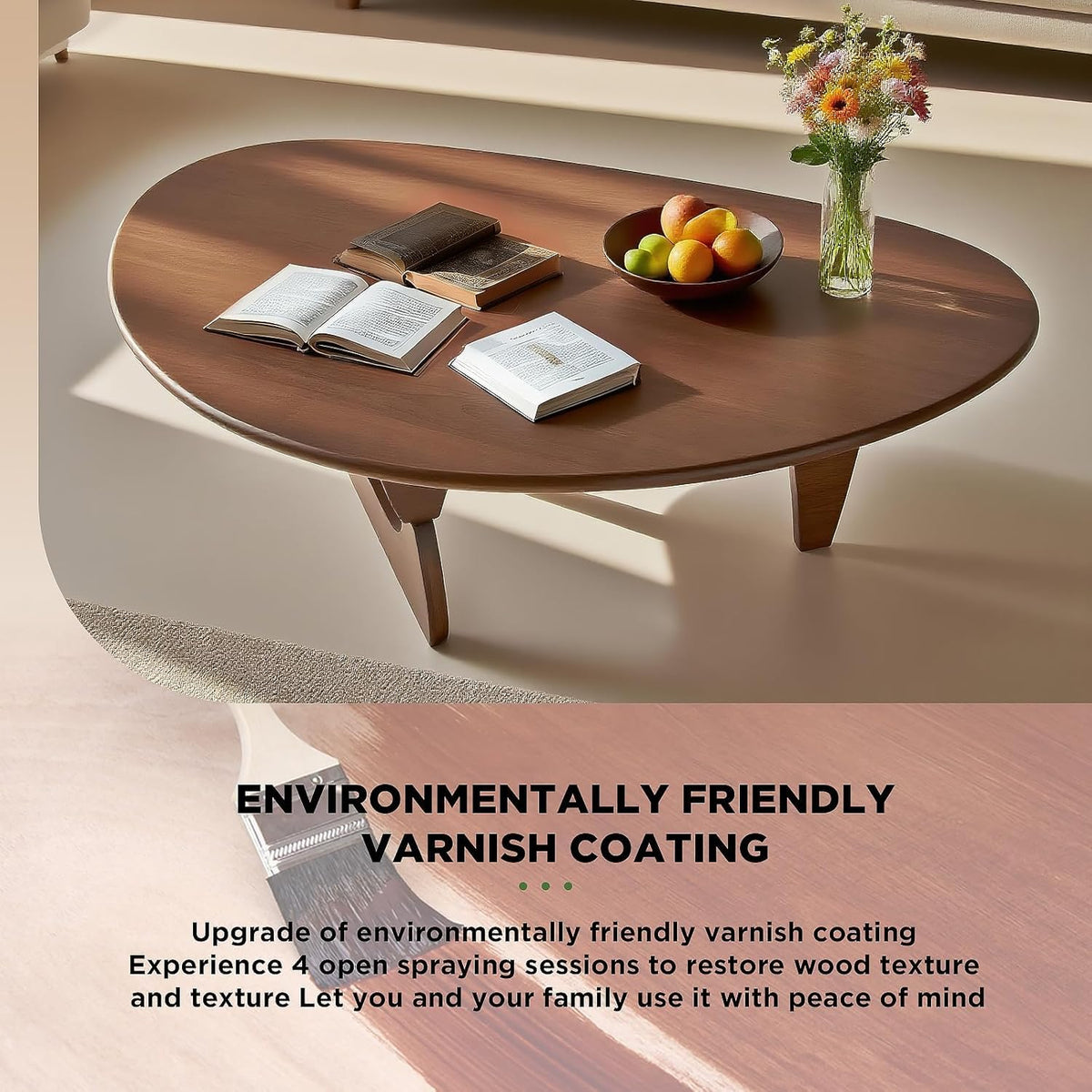 Solid Wood Oval Coffee Table 35"Lx24"Wx16"H H14782