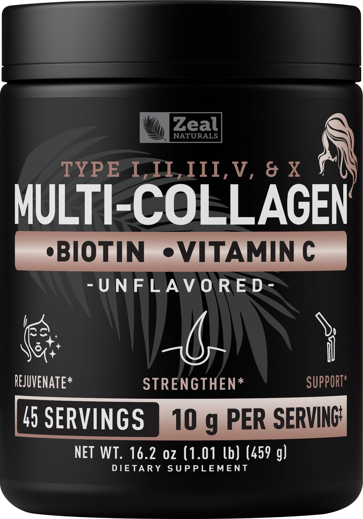 Multi Collagen Protein Peptides Powder Types I II III V X Unflavored 45 Servings X836081