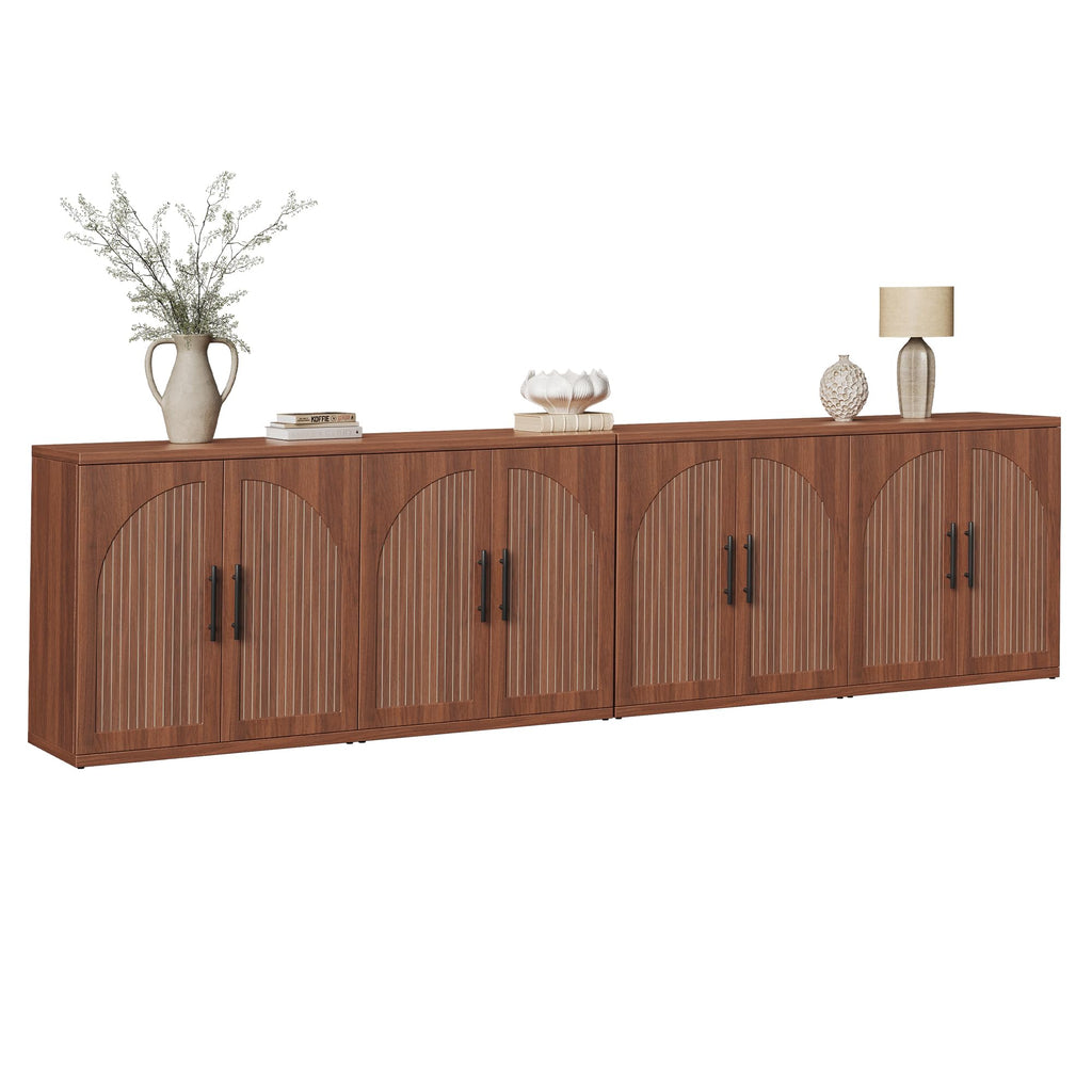 63" Fluted Walnut Credenza with Adjustable Shelf I454
