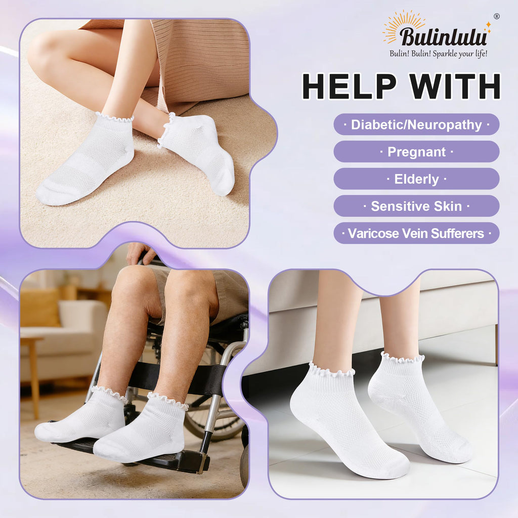 White Low Cut Diabetic Ankle Socks 6 Pairs X949107