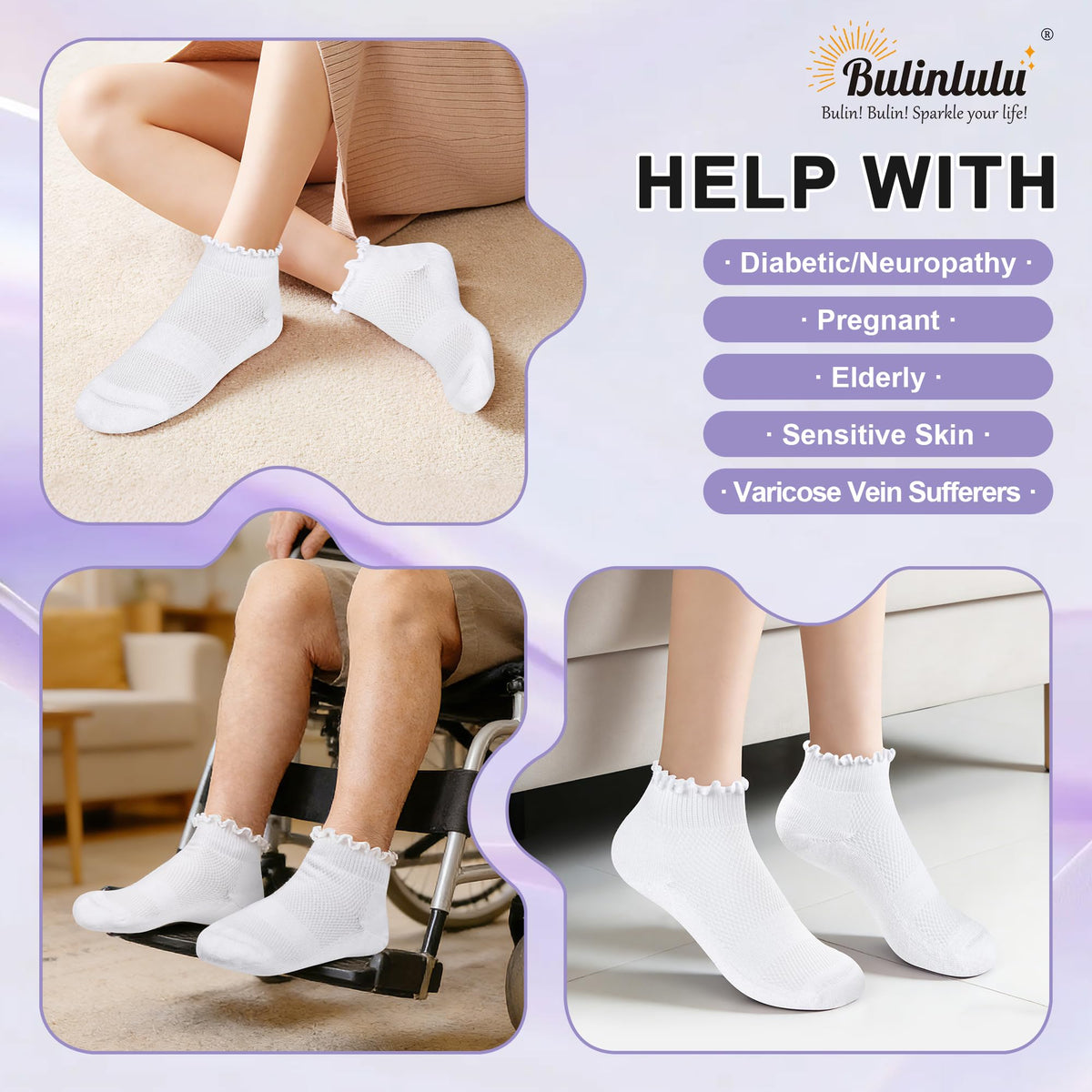 White Low Cut Diabetic Ankle Socks 6 Pairs X949107