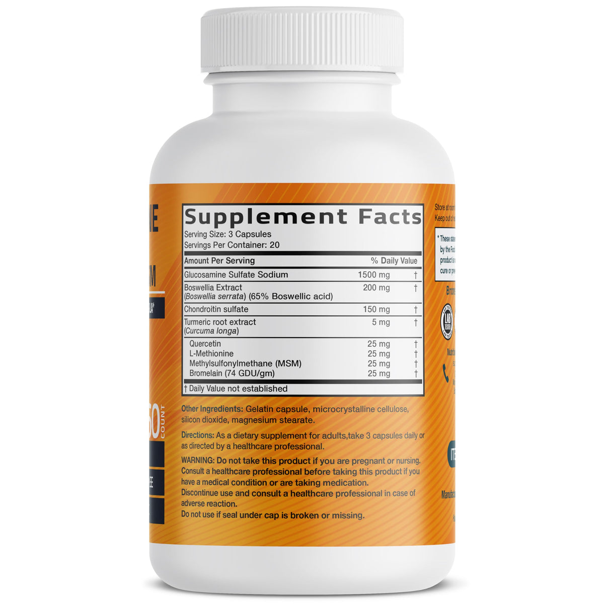 Glucosamine Chondroitin Turmeric & MSM Joint Support, 60 Capsules P55578