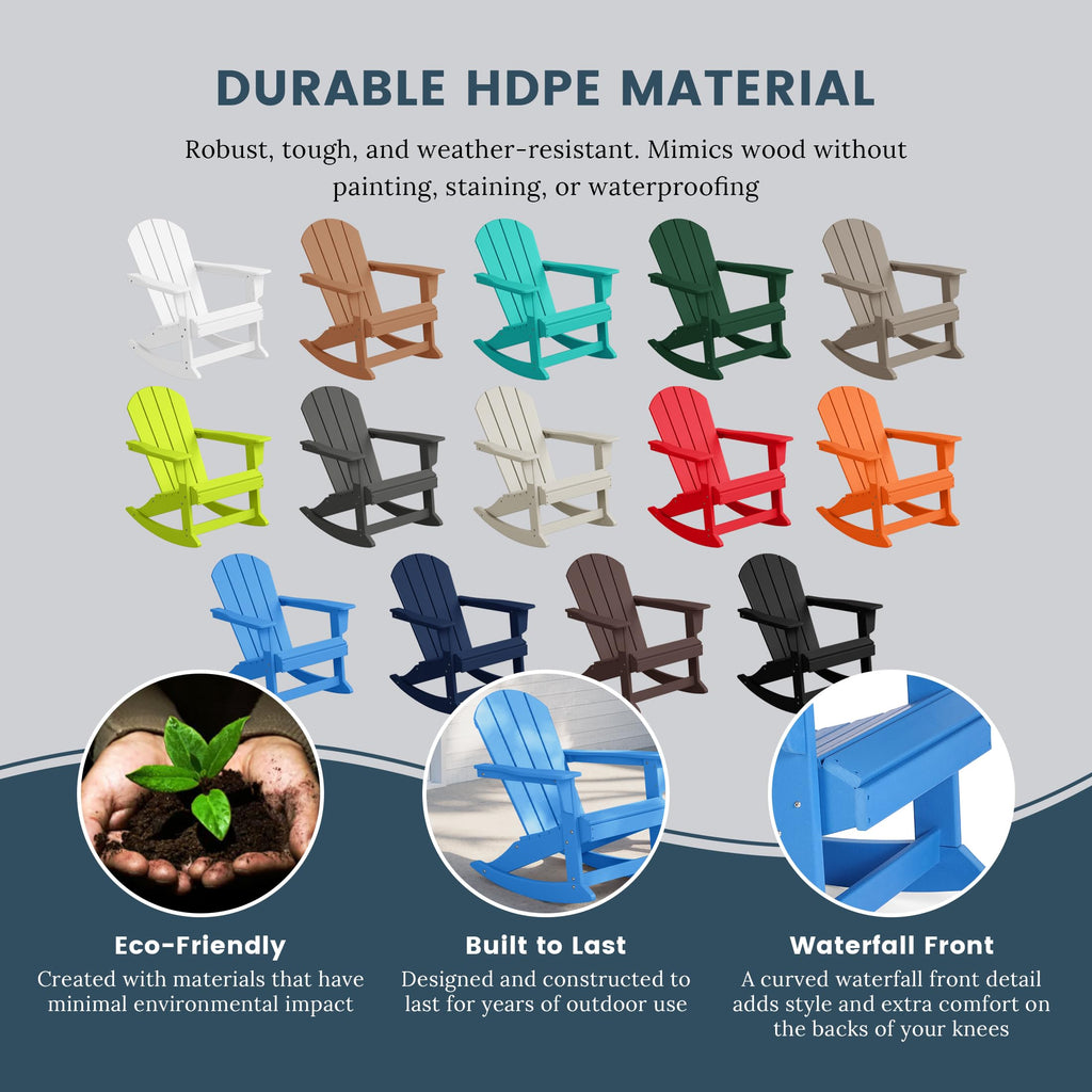 HDPE Outdoor Rocking Adirondack Chair Set of 2, Pacific Blue X900248